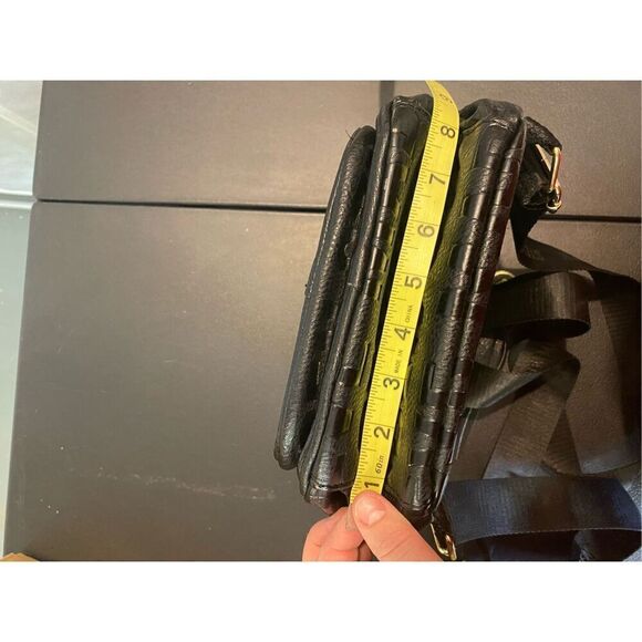 Steve Madden Mini Backpack Purse Black Embossed Leather Logo - Picture 12 of 13